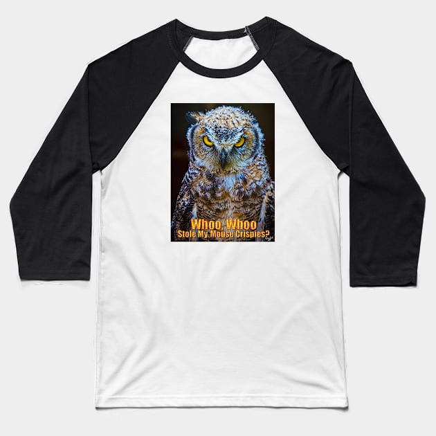 Angry Owl Baseball T-Shirt by Chris Lord